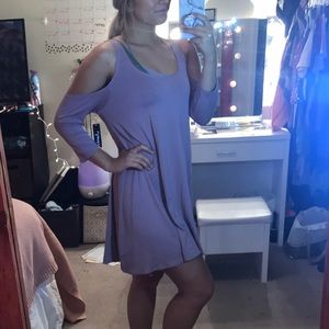 Purple no shoulder dress